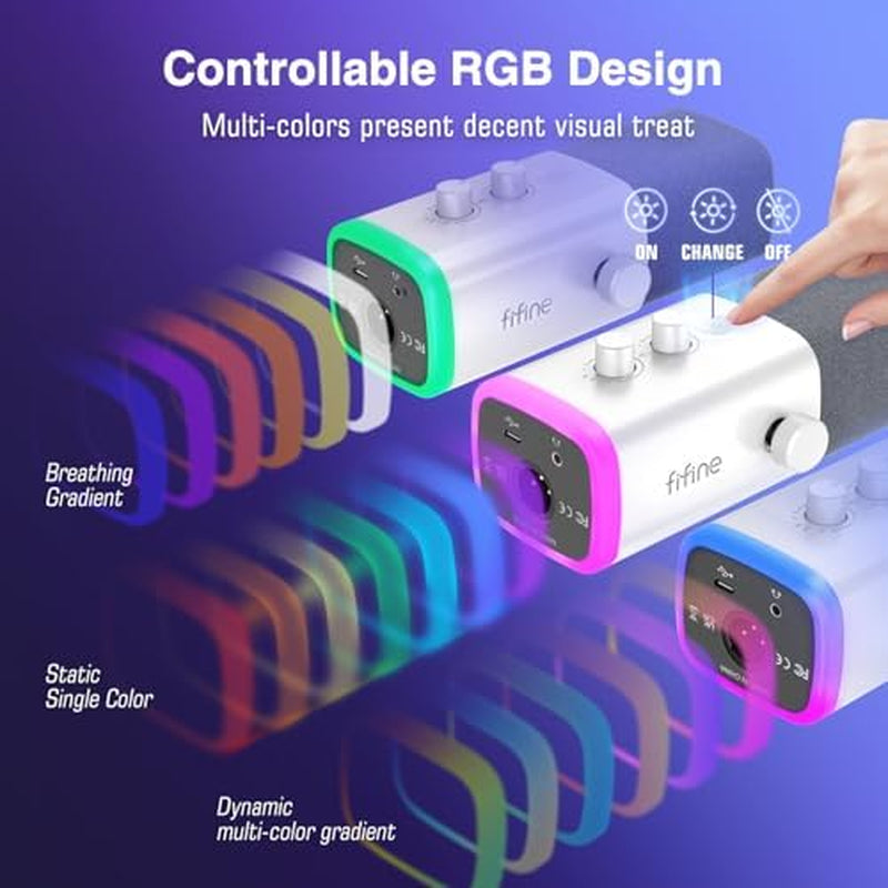 PC Gaming Microphone Bundle with XLR Cable, Computer USB RGB Mic for Streaming, Audio Cable Set,Xlr Male to Female Cord,Compatible with Mixer Audio Interface for Recording Podcast(Am8W+L9)
