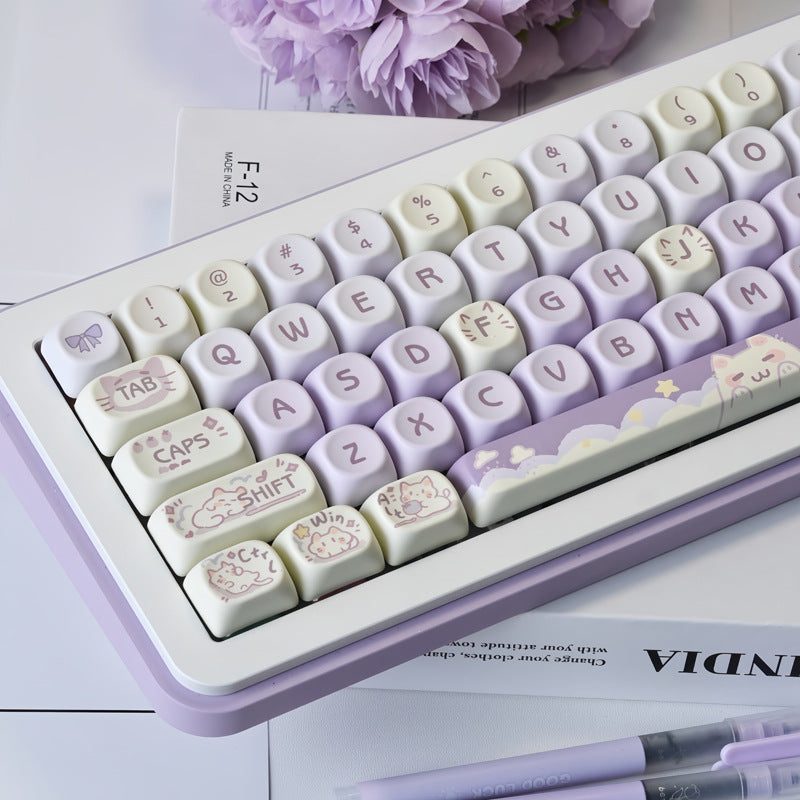 PBT Keycap Set – Purple Cat Dye-Sub with Wooting Magnetic Shaft Adapter