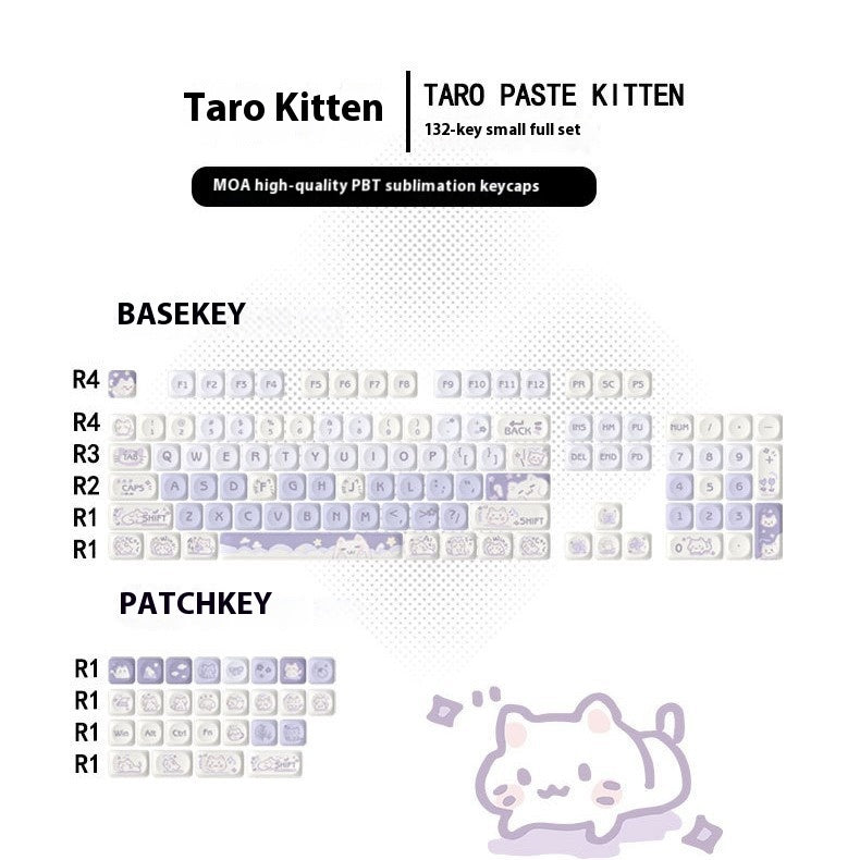 PBT Keycap Set – Purple Cat Dye-Sub with Wooting Magnetic Shaft Adapter