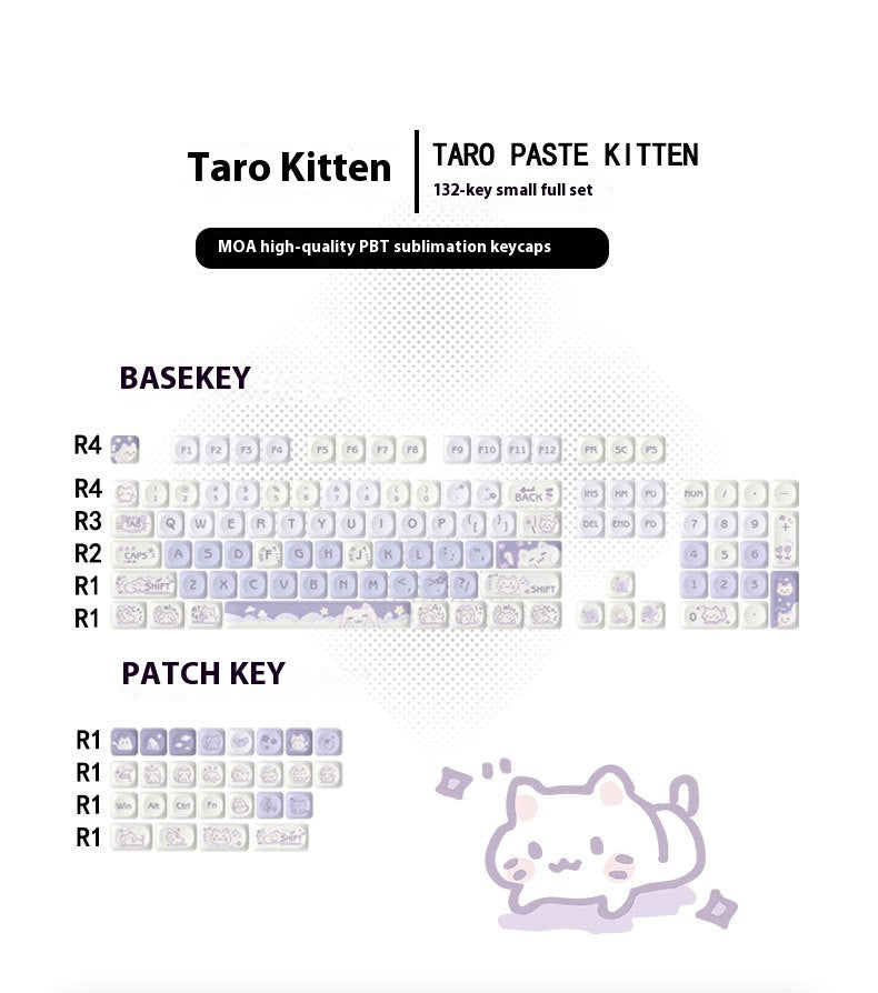 PBT Keycap Set – Purple Cat Dye-Sub with Wooting Magnetic Shaft Adapter