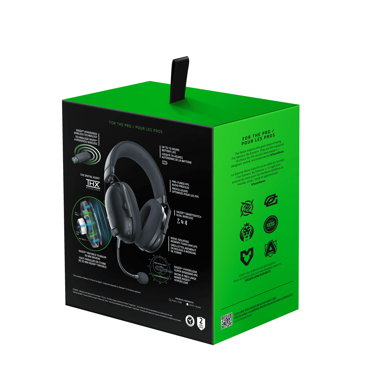Blackshark V2 Pro Wireless PC Gaming Headset, 2.4Ghz, BT, Hyperspeed Wireless, 70Hr Battery, 320G, Black