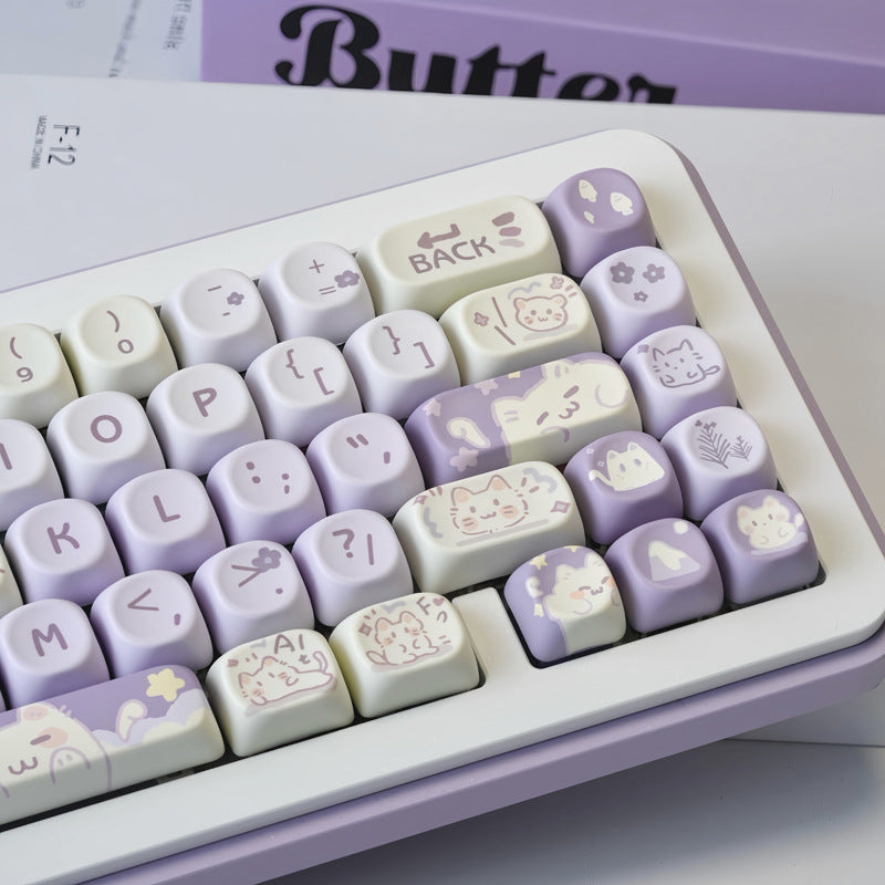 PBT Keycap Set – Purple Cat Dye-Sub with Wooting Magnetic Shaft Adapter