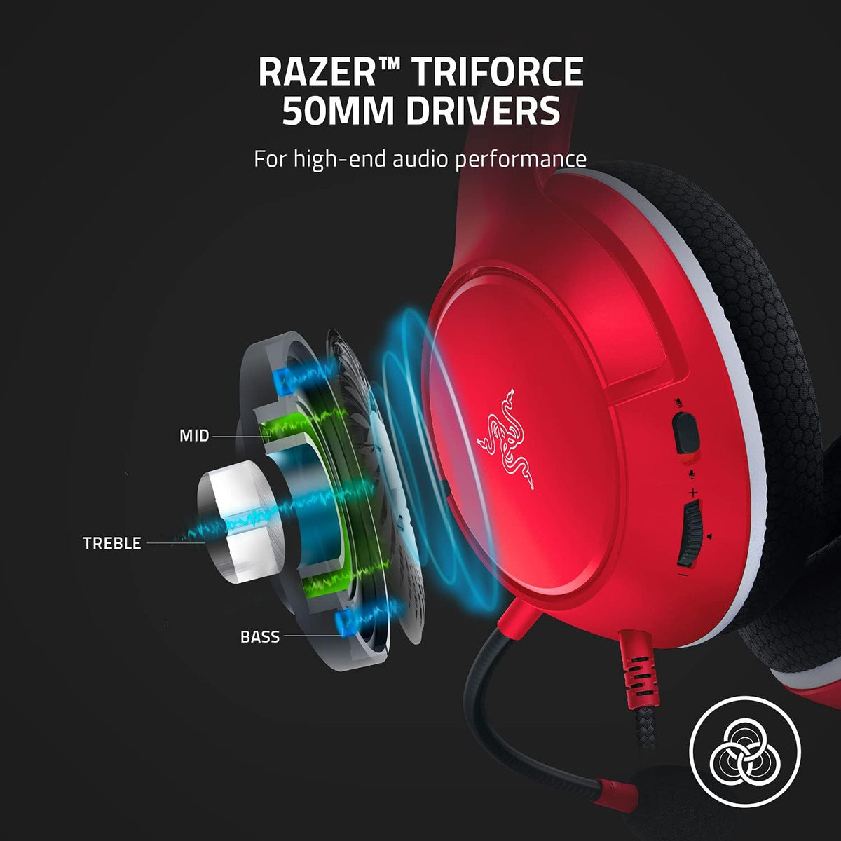 Razer Kaira X Wired Headset for Xbox Series X|S, Xbox One, PC, Mac & Mobile Devices: Triforce 50Mm Drivers - Hyperclear Cardioid Mic - Memory Foam Ear Cushions - On-Headset Controls - Pulse Red