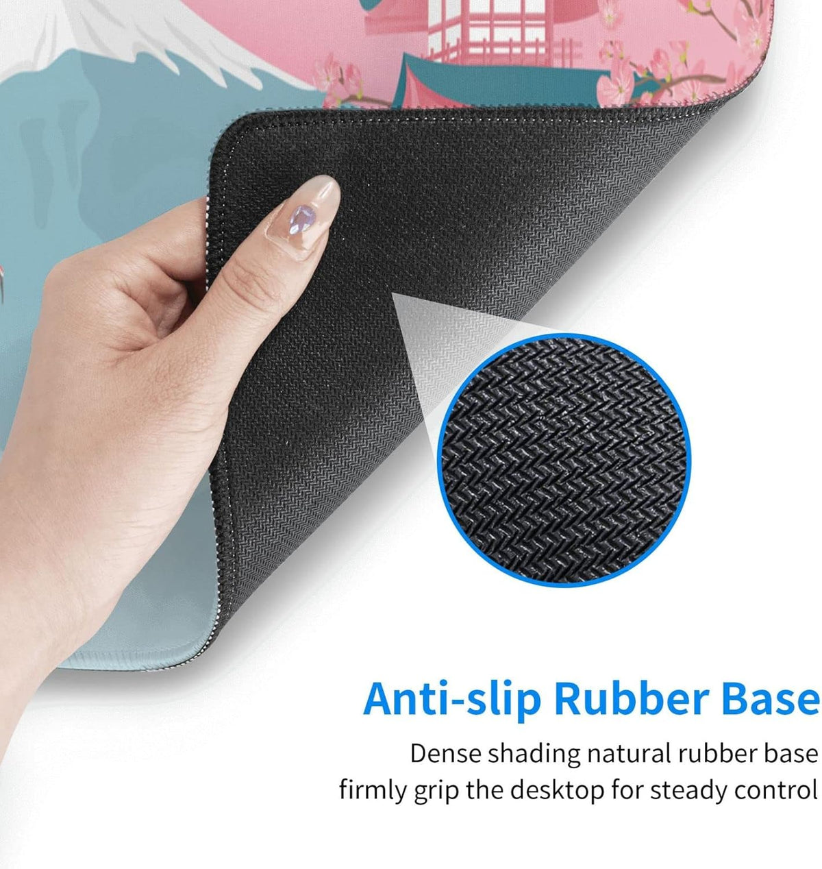 Japanese Ocean Waves Gaming Mouse Pad XL, Non Slip Rubber Base Mousepad, Stitched Edges Desk Pad, Extended Large Mice Pad,31.5 X 11.8 Inch (Japanese Cherry Blossom)