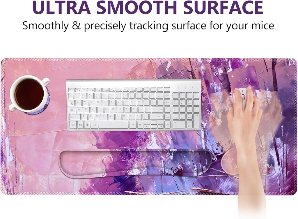 4-in-1 XXL Gaming Desk Mat Set – Extended Mouse Pad with Wrist Rests & Cup Coaster