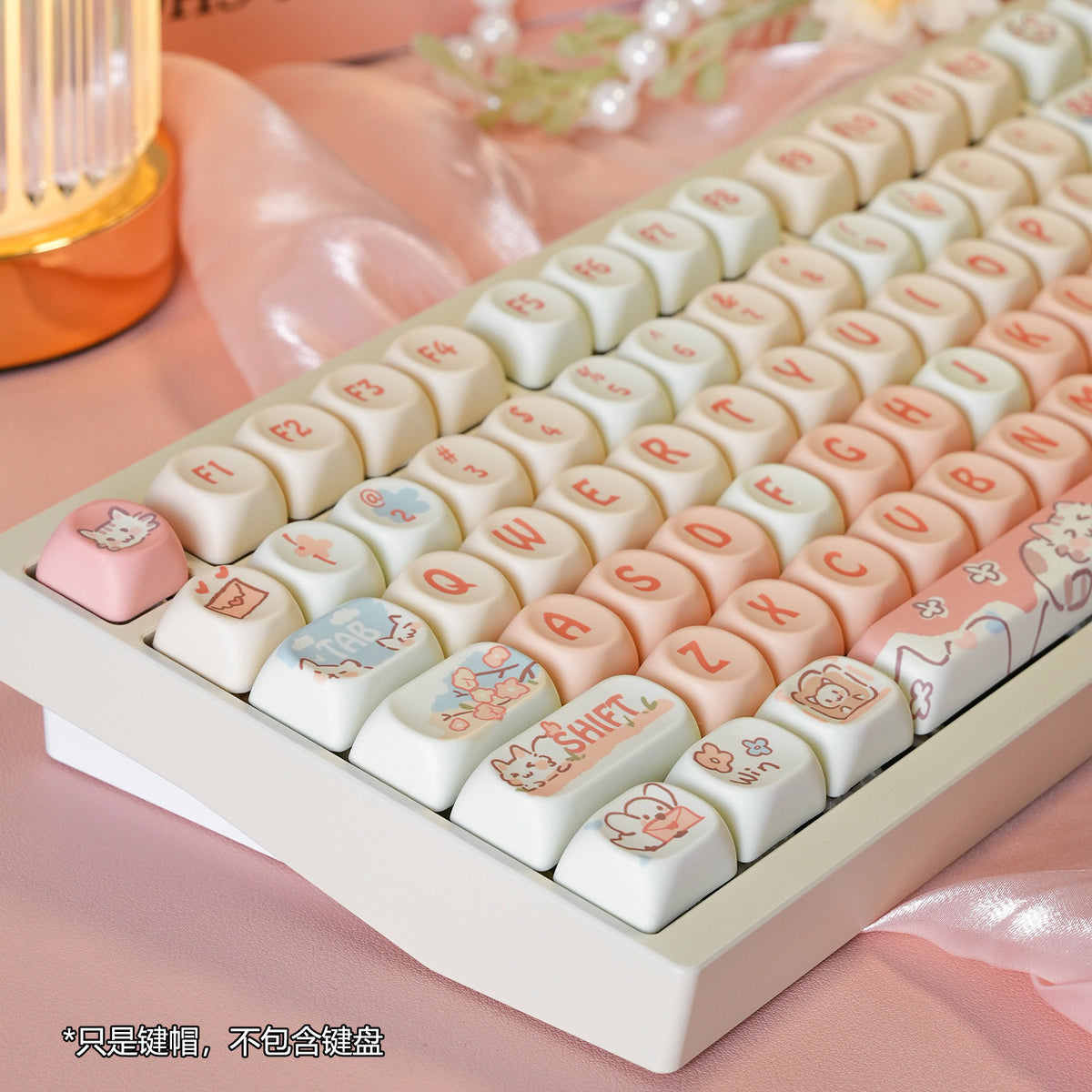 MOA Strawberry Kitten Keycaps – Dye-Sub Full Set for 75% & 98% Keyboards