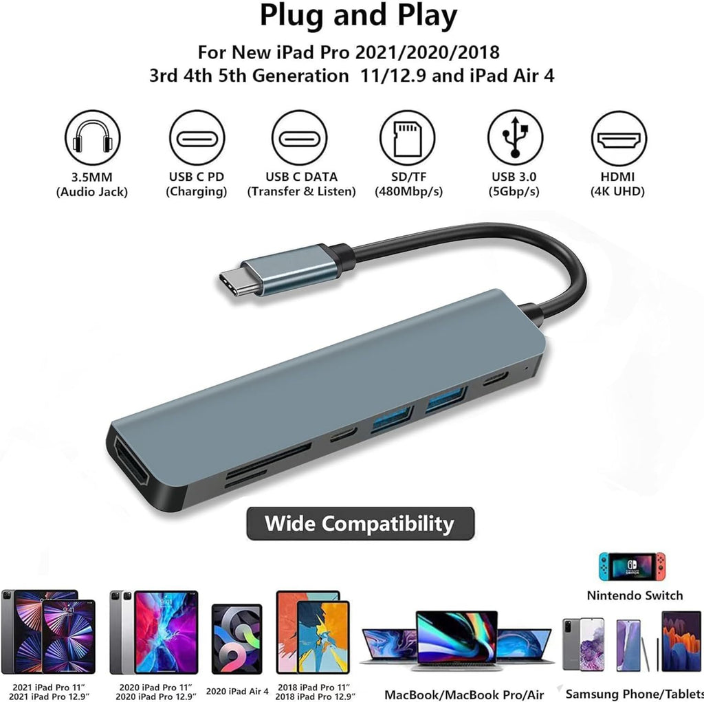 7-in-1 USB-C Docking Station – HD 4K Multi-Device Hub