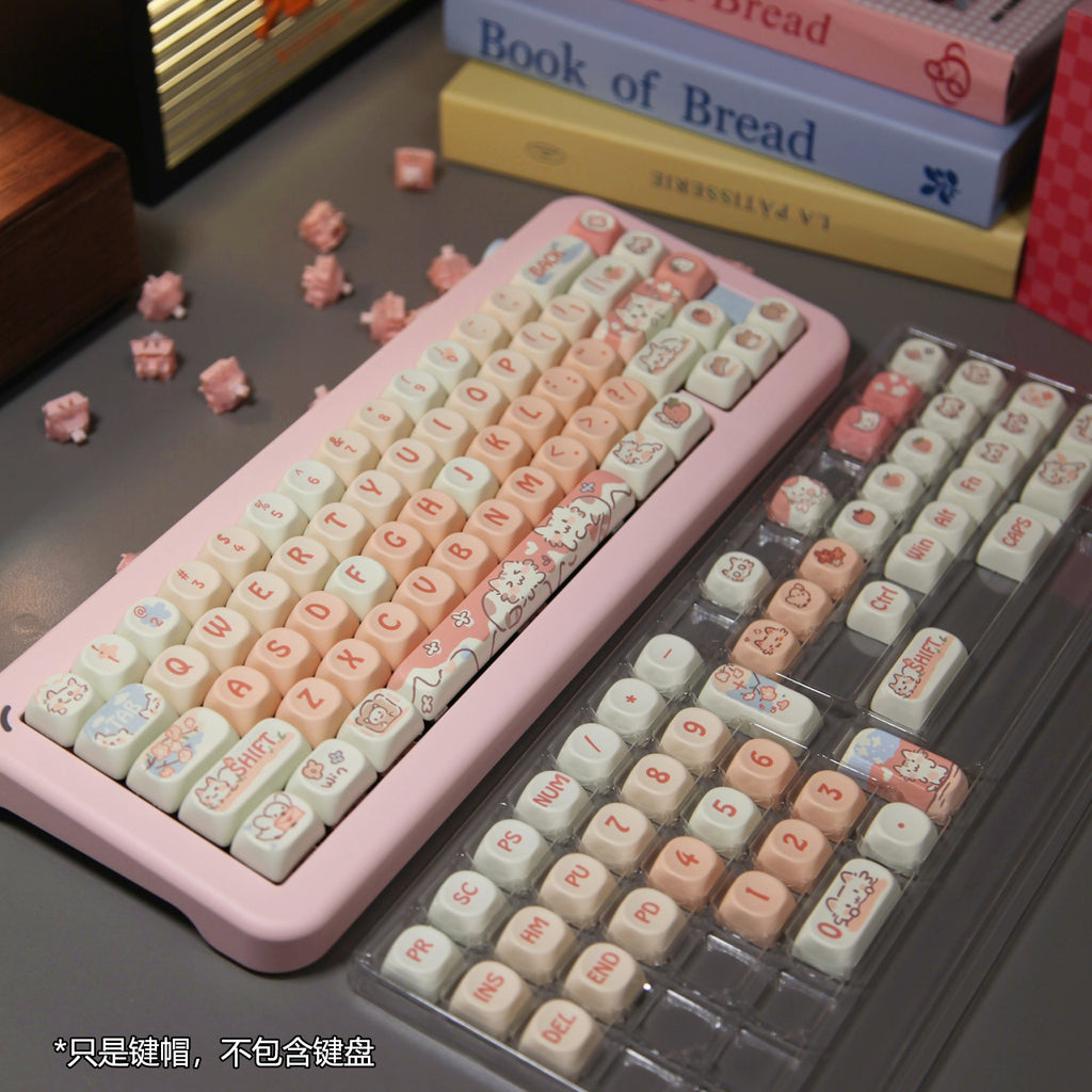 MOA Strawberry Kitten Keycaps – Dye-Sub Full Set for 75% & 98% Keyboards