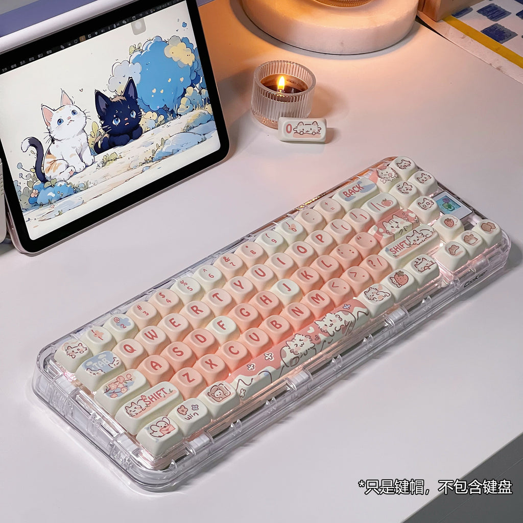 MOA Strawberry Kitten Keycaps – Dye-Sub Full Set for 75% & 98% Keyboards