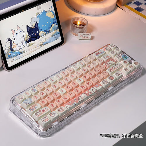 MOA Strawberry Kitten Keycaps – Dye-Sub Full Set for 75% & 98% Keyboards