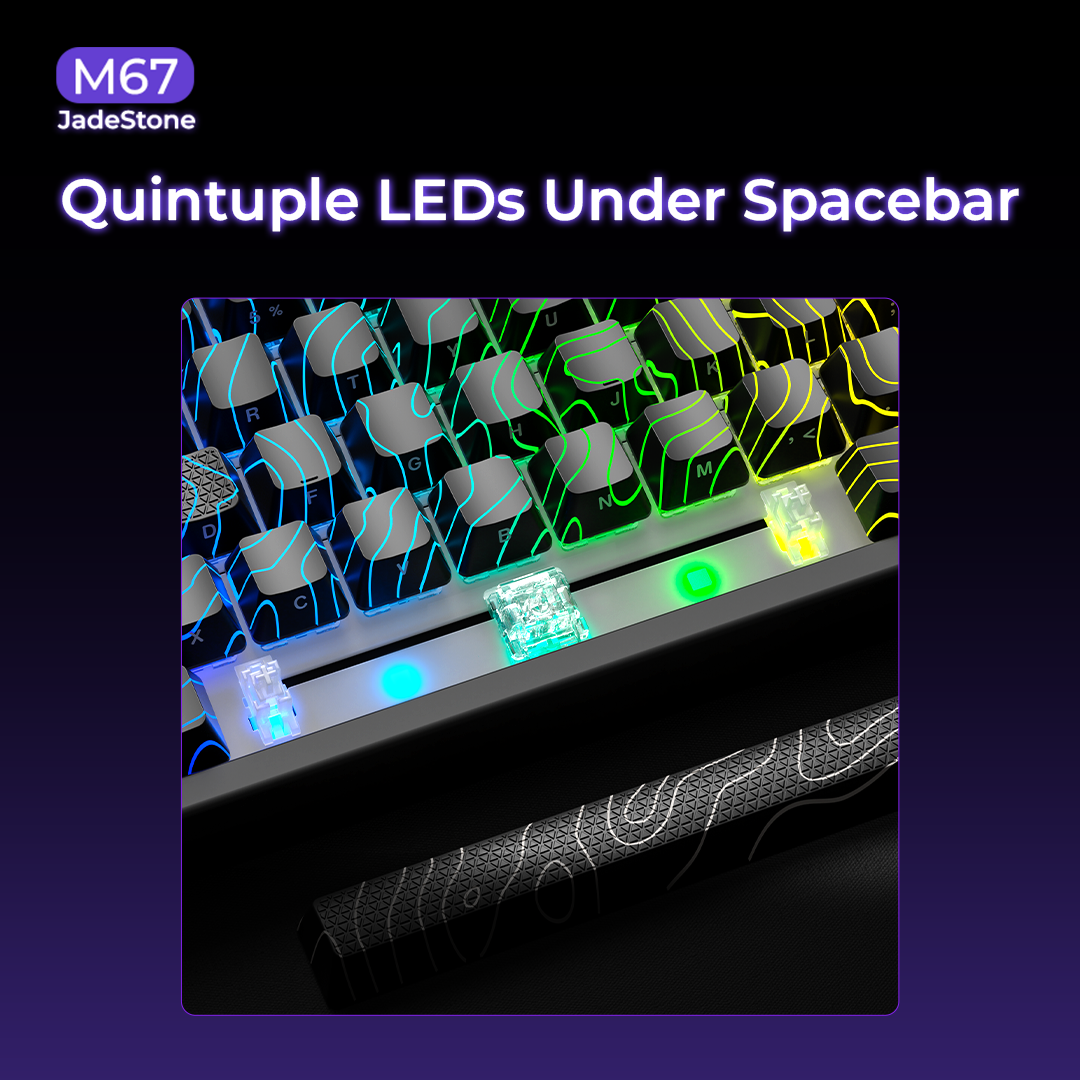 XVX M67 Wireless Mechanical Keyboard – Clear RGB Topographic Keycaps