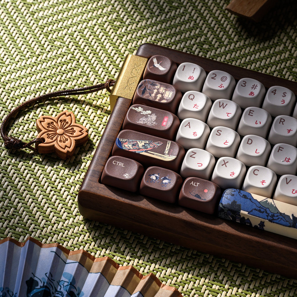 XVX MU68 Wireless Mechanical Keyboard – Walnut Wood & Cherry Blossom