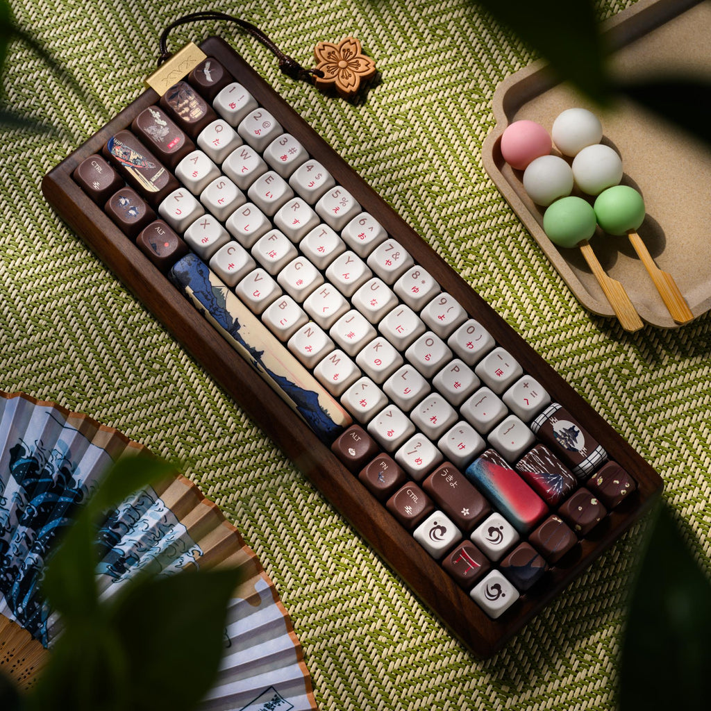 XVX MU68 Wireless Mechanical Keyboard – Walnut Wood & Cherry Blossom