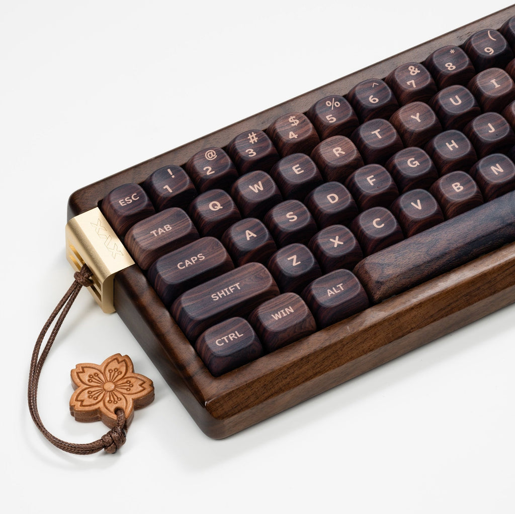 XVX MU68 Wireless Mechanical Keyboard – Walnut Wood & Cherry Blossom