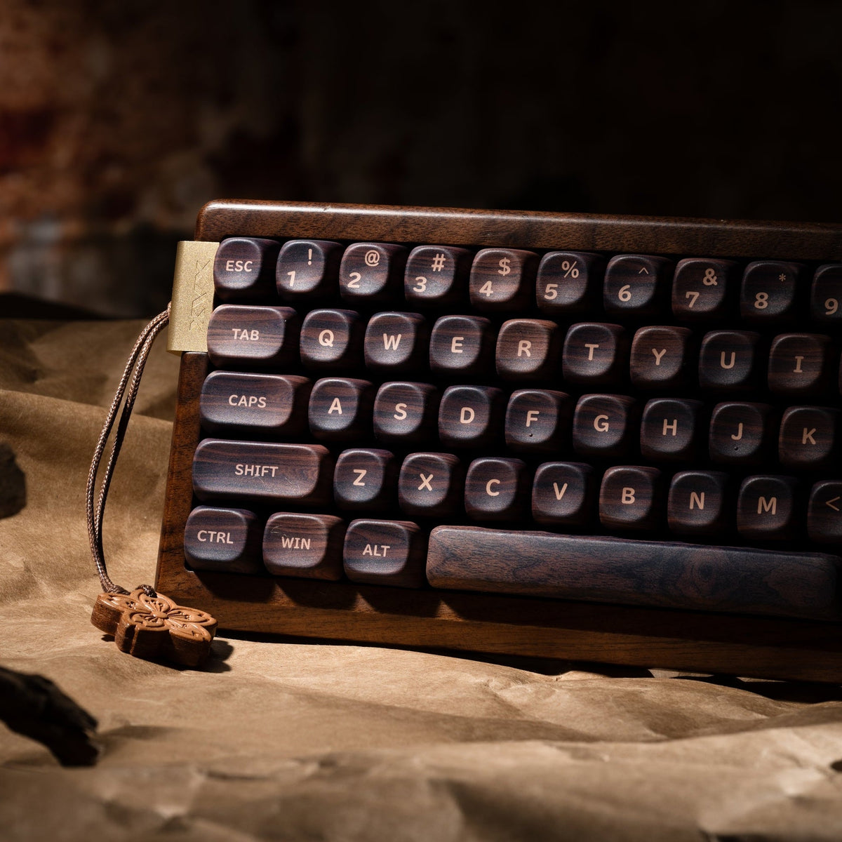 XVX MU68 Wireless Mechanical Keyboard – Walnut Wood & Cherry Blossom