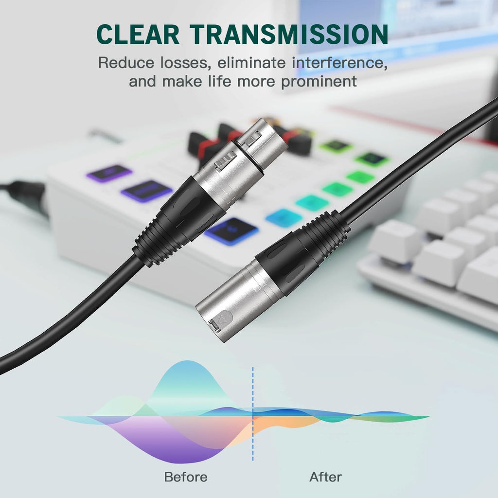 PC Gaming Microphone Bundle with XLR Cable, Computer USB RGB Mic for Streaming, Audio Cable Set,Xlr Male to Female Cord,Compatible with Mixer Audio Interface for Recording Podcast(Am8W+L9)