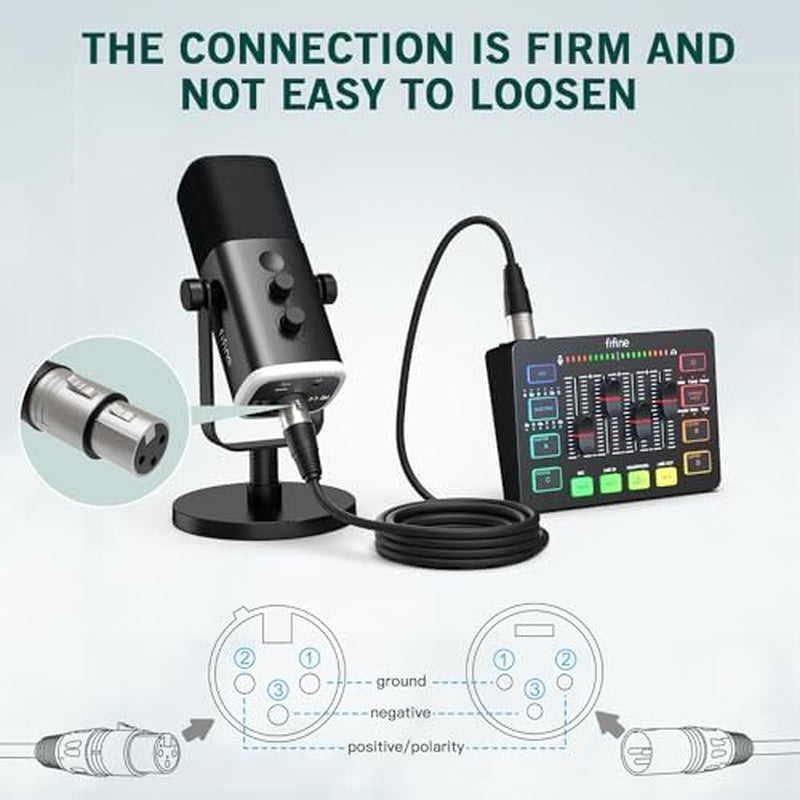PC Gaming Microphone Bundle with XLR Cable, Computer USB RGB Mic for Streaming, Audio Cable Set,Xlr Male to Female Cord,Compatible with Mixer Audio Interface for Recording Podcast(Am8W+L9)