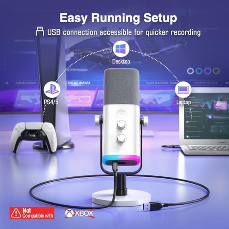 PC Gaming Microphone Bundle with XLR Cable, Computer USB RGB Mic for Streaming, Audio Cable Set,Xlr Male to Female Cord,Compatible with Mixer Audio Interface for Recording Podcast(Am8W+L9)