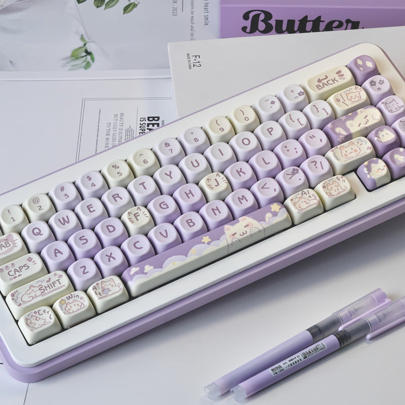 PBT Keycap Set – Purple Cat Dye-Sub with Wooting Magnetic Shaft Adapter