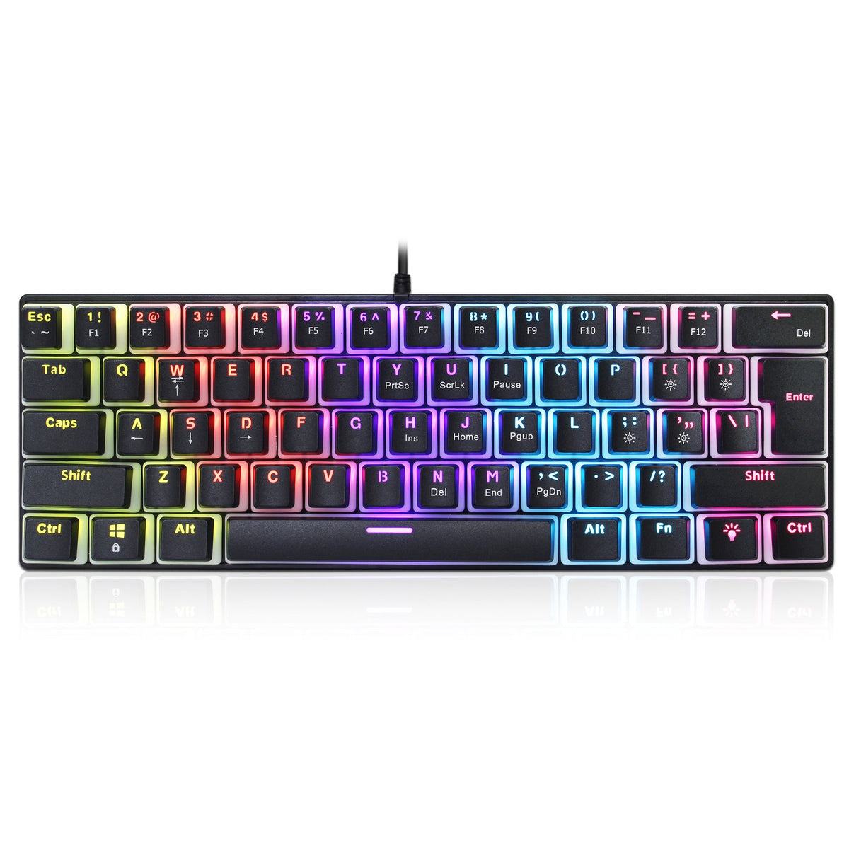 HXSJ 61-Key Wired Mechanical Keyboard – Pudding Keycaps & RGB