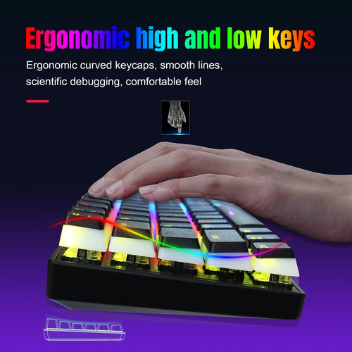 HXSJ 61-Key Wired Mechanical Keyboard – Pudding Keycaps & RGB