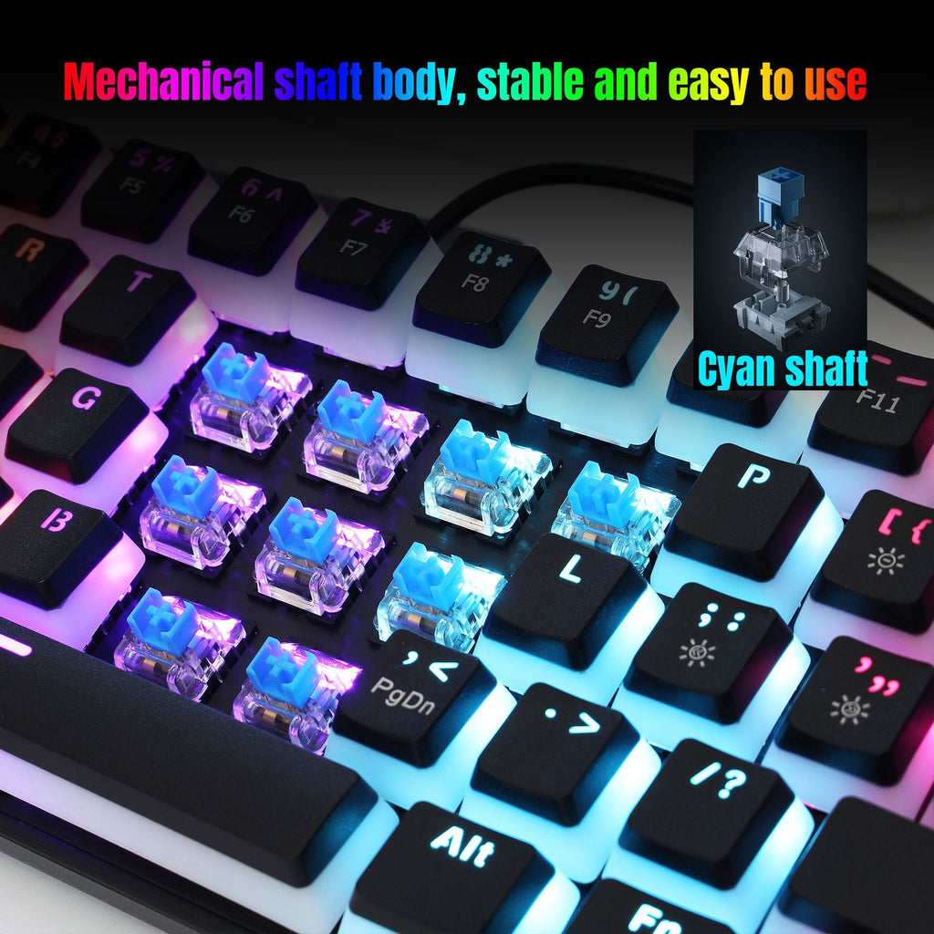 HXSJ 61-Key Wired Mechanical Keyboard – Pudding Keycaps & RGB